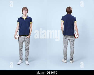 Vordere und hintere Ansicht der lässige jungen männlichen Mode im Katalog Stil. Stockfoto