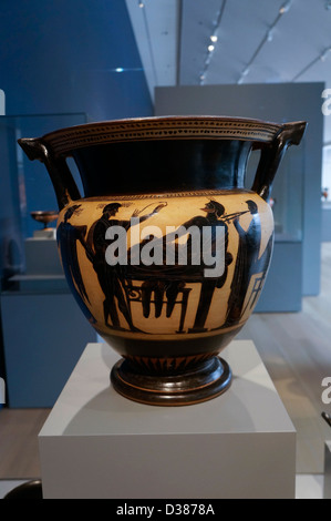 Terrakotta schwarzfigurige Technik Rührschüssel (Spalte Krater) für Wasser und Wein. Stockfoto