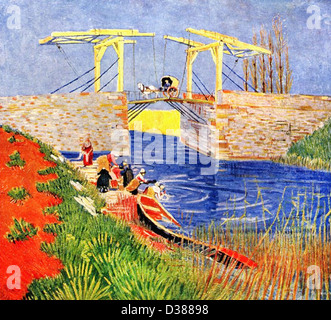 Vincent Van Gogh, die Brücke von Langlois in Arles mit Frauen waschen. 1888. Japonismus. Öl auf Leinwand. Stockfoto