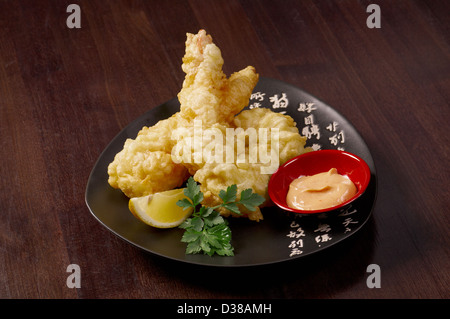 Garnele Ebi Tempura Schüssel, japanisches Essen Stockfoto