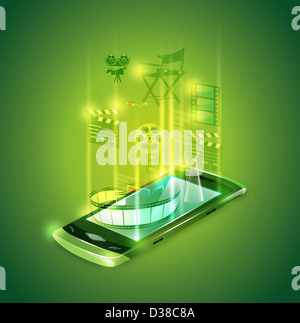 Anschauliches Bild der Handy-Entertainment-Anwendungen Stockfoto