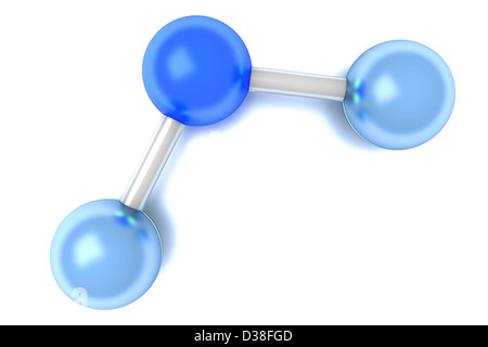 Ein H2O - Wasser-Molekül. 3D gerenderte Darstellung. Stockfoto