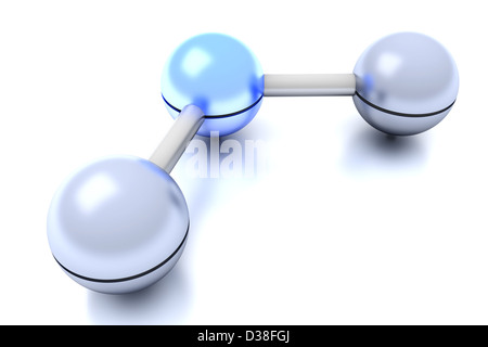 Ein H2O / Wasser-Molekül. 3D gerenderte Darstellung. Stockfoto