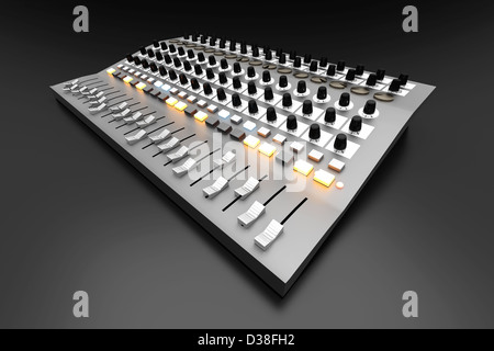 Ein Mixing Board. 3D Abbildung gerendert. Stockfoto