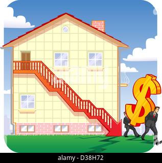 Sturz in den Immobilienpreisen Stockfoto