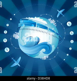 Anschauliche Darstellung der verschiedenen Möglichkeiten für den Versand Stockfoto