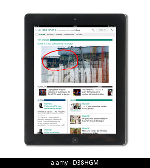 iPad App zeigt die französische Ausgabe der Huffington Post (Le Huffpost) auf eine 4. Generation des Apple iPad angesehen Stockfoto