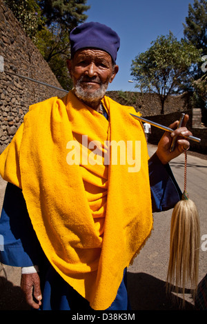 Porträt von einem christlichen Priester, Gondar, Äthiopien Stockfoto