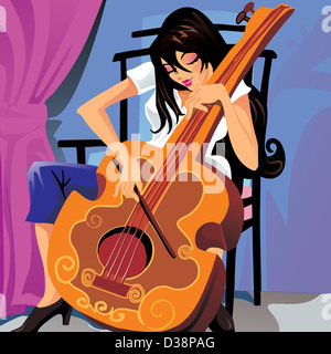 Frau spielt ein cello Stockfoto