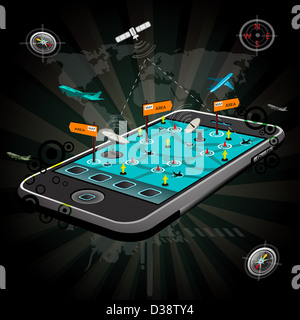 Mobiltelefon als Navigationsgerät verwendet Stockfoto