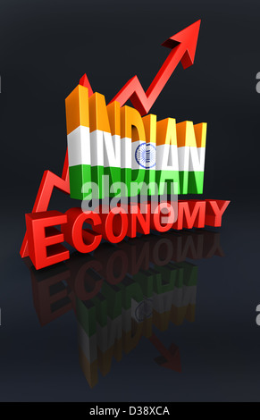 Pfeil-Symbol zeigt Wachstum in der indischen Wirtschaft Stockfoto