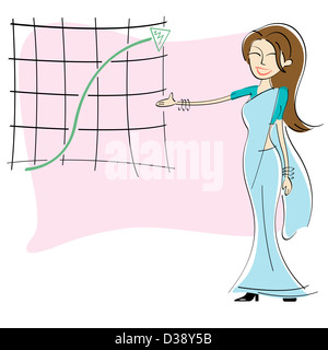 Geschäftsfrau zeigt Diagramm des Wachstums Stockfoto
