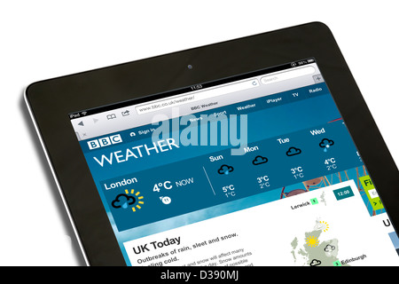 Website der BBC Wetter auf eine 4. Generation Apple iPad Tablet-Computer angezeigt Stockfoto