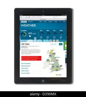 Website der BBC Wetter auf eine 4. Generation Apple iPad Tablet-Computer angezeigt Stockfoto