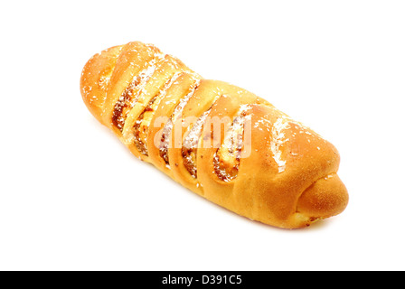 Frische Croissant mit Kokosnüssen und Mohn isoliert auf weißem Hintergrund Stockfoto