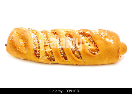 Frische Croissant mit Kokosnüssen und Mohn isoliert auf weißem Hintergrund Stockfoto