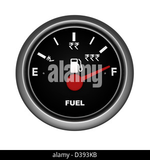 Tankanzeige zeigt der steigenden Preise für Benzin Stockfoto