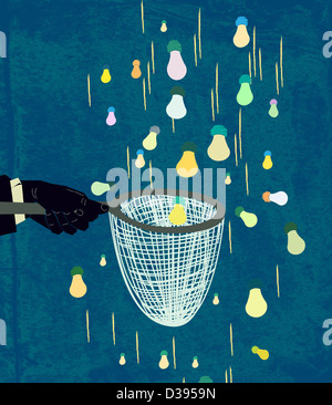 Darstellung der Person fangen Glühbirne Stockfoto