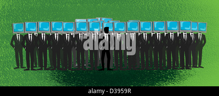 Illustration der Team Leader Stand vor seinem team Stockfoto