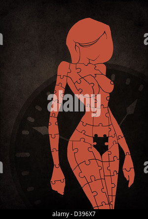 Konzeptionelle Schuss der fehlenden Puzzleteil auf Frau Vertretungsorgan Wechseljahre Stockfoto