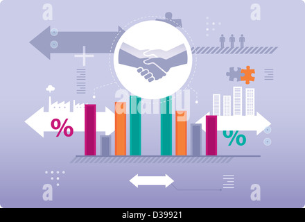 Anschauliches Bild der Zusammenarbeit zwischen zwei Unternehmen Stockfoto