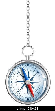 Kompass isoliert auf weißem realistische Darstellung Stockfoto