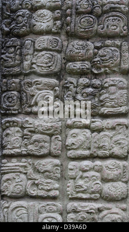 Mauerwerk in den Ruinen der Maya-Stadt Copán im heutigen Honduras, Mittelamerika Stockfoto