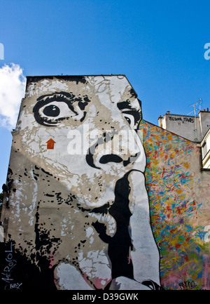 Riesigen Graffiti Streetart von Jef Aerosol Teil der Serie "Big Walls" Ort Strawinsky Paris Frankreich Europa Stockfoto