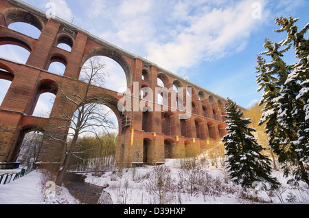 Göltzschtalbrücke Winter - Goltzsch Talbrücke im Winter 01 Stockfoto