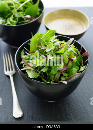 Schüssel mit gemischten grünen Salat Stockfoto