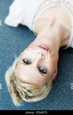 Nahaufnahme eines Womans lächelndes Gesicht Stockfoto