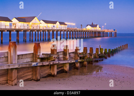 Southwold Pier at Night, Southwold, Suffolk, East Anglia, England, GB, UK, Europa Stockfoto