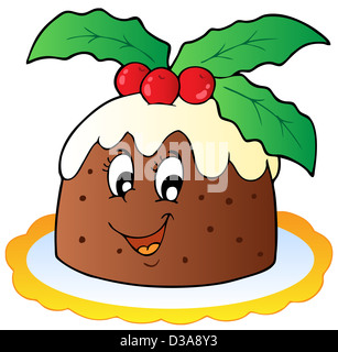 Cartoon Christmas Pudding - Bild-Darstellung. Stockfoto