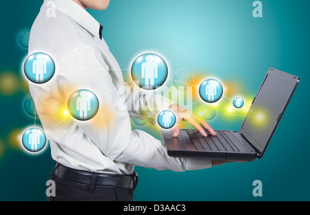 Soziales Netzwerk-Struktur mit Geschäftsleuten. Stockfoto