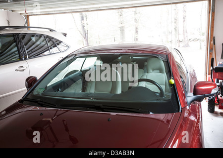 Automobile in s Garage für zwei Autos, Tür öffnen, USA Stockfoto