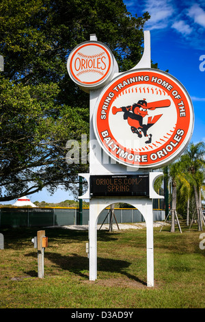 Das Ed Smith Stadion Zeichen Sarasota - Spring Training zu Hause von den Baltimore Orioles Baseball-team Stockfoto