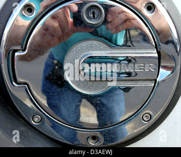Tankdeckel auf Hummer 4 x 4 Fahrzeug, Teneriffa, Kanarische Inseln Stockfoto
