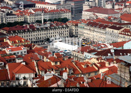 Das Stadtzentrum von Lissabon zeigen Praça da Figueira, Portugal Stockfoto