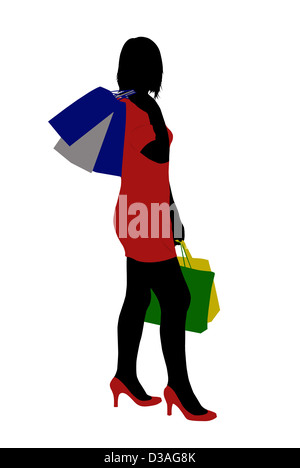 Frau Shopping isoliert Stockfoto