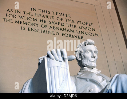 Abraham Lincoln-16. Präsident der Vereinigten Staaten von Amerika, Lincoln Memorial, Gettysburg Address, Union, Sklaverei, USA Stockfoto