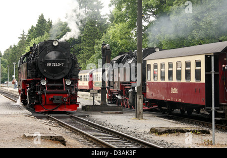 Drei Annen Hohne, Deutschland, historische Dampfzuege der station Stockfoto