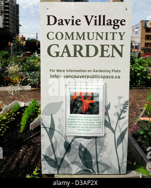 Davie Village Community Garten Vancouver BC Kanada Zuteilung Schrebergärten Stadt Zentrum Grundstück Grundstücke Garten Gartenarbeit Stockfoto