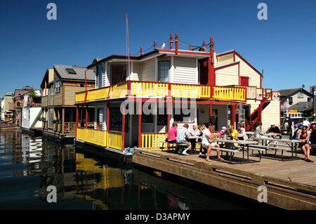 Fishermans wharf Victoria Vancouver Island Kanada Hausboot Moor schweben Haus Boot bunt bunte Dessert Shop Stockfoto