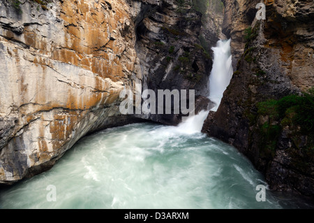 Wasserfall fällt Wildwasser Johnston Creek Johnston Canyon Bow Valley Parkway Banff Nationalpark Alberta Kanada Stockfoto