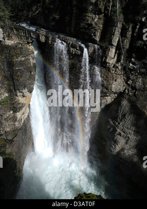 Wasserfall fällt Wildwasser Johnston Creek Johnston Canyon Bow Valley Parkway Banff Nationalpark Alberta Kanada Stockfoto