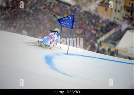 Schladming, Österreich. 14. Februar 2013. Anna Fenninger (AUT), 14. Februar 2013 - Alpine Ski: FIS Alpine World Ski Championships 2013 Riesenslalom 1. Lauf in Schladming, Österreich. (Foto von Hiroyuki Sato/AFLO/Alamy Live-Nachrichten) Stockfoto