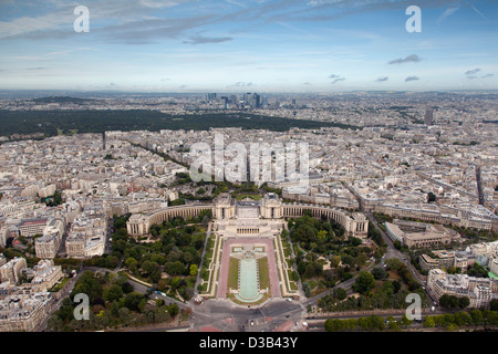 Frankreich, Paris, Stadtbild vom Eiffelturm auf das Palais de Chaillot (Nordwesten). Stockfoto