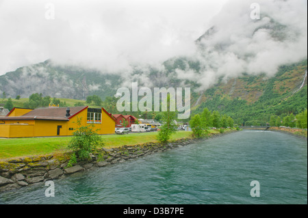 Landschaft-Flam von Flamsbana Bahnhof Sognefjord Aurland Stockfoto