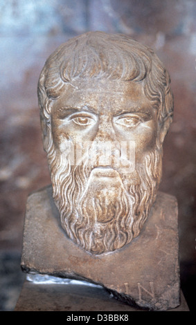 Plato (424/423 BC-348/447 v. Chr.). Griechischer Philosoph. Kopie der Porträtbüste von Silanion. 4. Jh.V.Chr. Museum des Louvre. Paris. Stockfoto