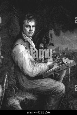 (Dpa-Dateien) - ein undatiertes Foto zeigt eine zeitgenössische Gravur der deutschen Naturforscher und Geograph Alexander Freiherr (Baron) von Humboldt. Alexander von Humboldt wurde am 14. September 1769 in Berlin geboren und starb dort am 6. Mai 1859. Er kam zum Ruhm mit seinen Reisen und geographischen Studien in der Stockfoto